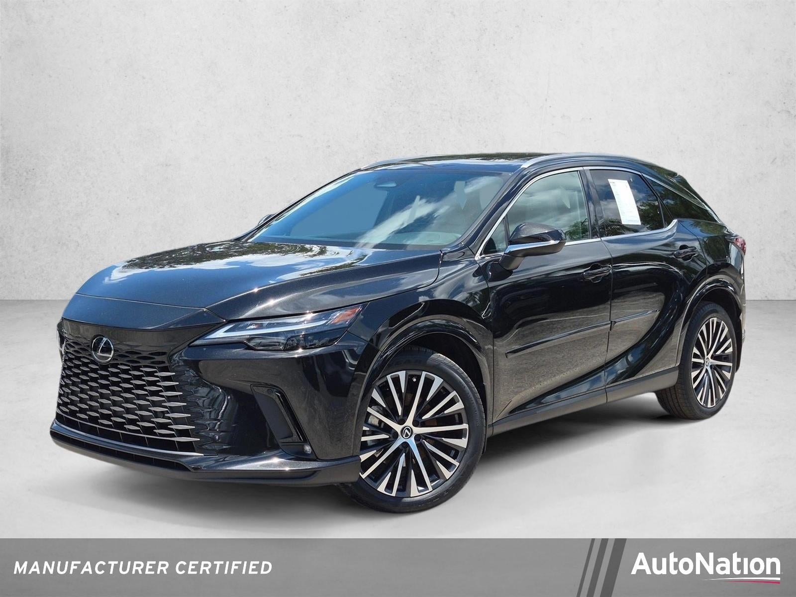 2023 Lexus RX 350h Premium Plus AWD in Caviar — front three-quarter view